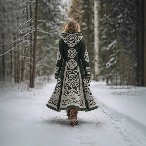 Cardigan long imitation knitted lazy wind hooded long cardigan sweater autumn and winter women's clothing m302125