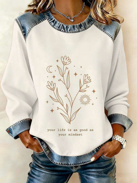 Women's printed women's crew neck sweater m302298