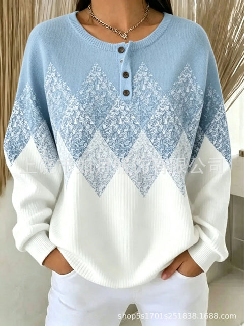 3D printed 4-button loose women's sweater FF303282