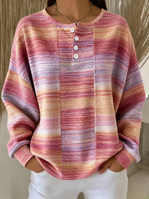 Delicate plaid fashion print women's button sweater FF303387
