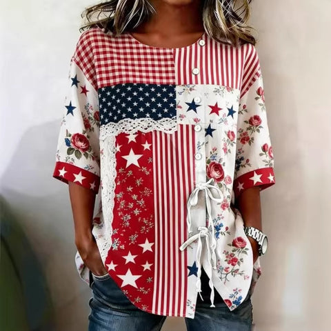 Women's long-sleeved shirt print top m302759