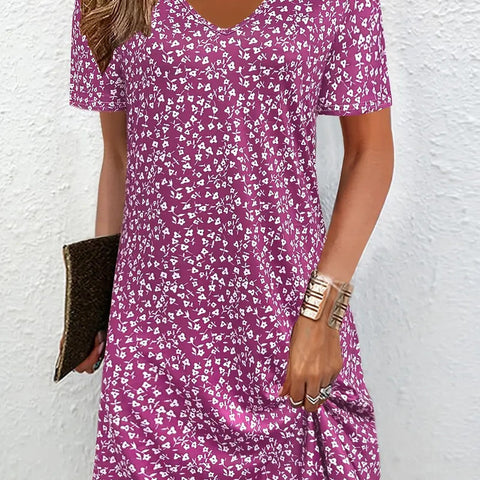 Fashion casual versatile V-neck short-sleeved medium and long skirt m301730