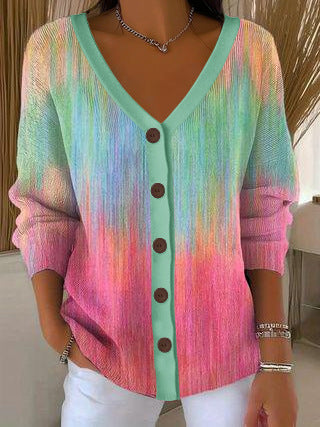 3D Digital Printed Women's Shoulder Cardigan Sweater FF303400