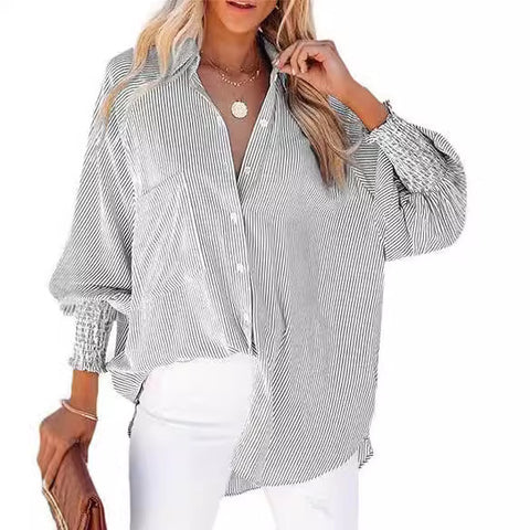 Chemise ample à manches longues pour femme, vêtement décontracté, nouvelle collection, avec poche, m301376 
