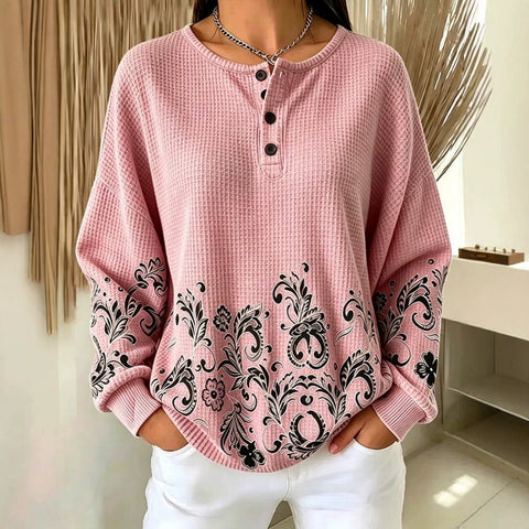 Women's new retro delicate flower print sweater FF303313