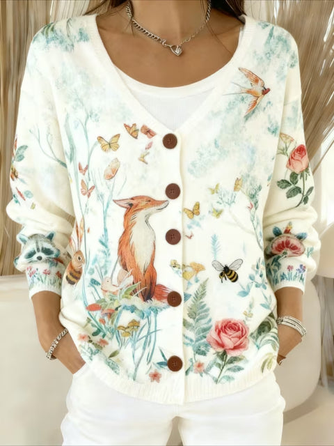 Autumn and winter European size 3D digital printing women's shoulder cardigan sweater FF303406 01