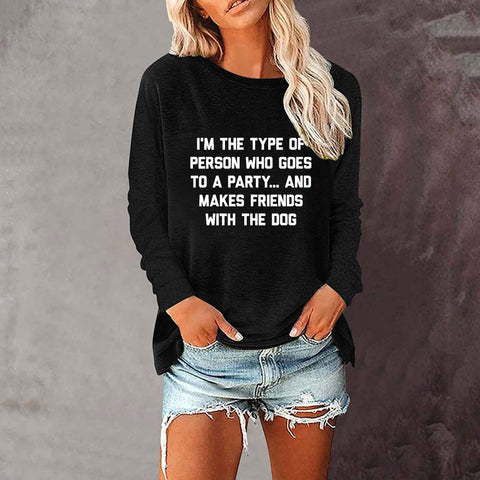 T-shirt ample à manches longues et col rond pour femme, imprimé commerce extérieur, M300920 