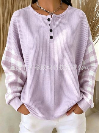 Digital printing four-button stand-up collar T-shirt women's FF303399 03