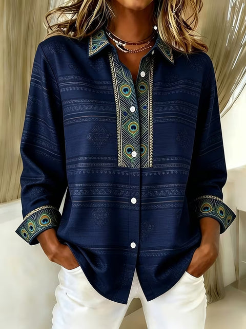 Women's unique ethnic style printed long-sleeved shirt m303211