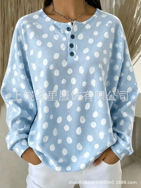 Crew neck 4 buckle spring and autumn fashion pattern 3D printing casual loose women's sweater FF303411 01