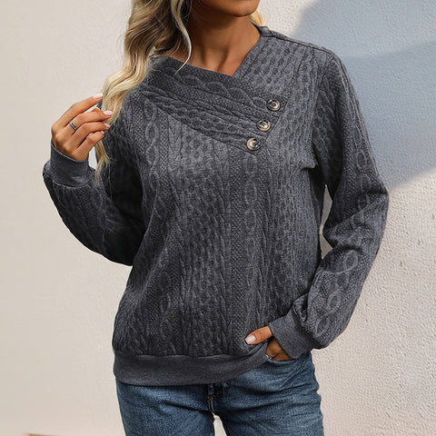 Herbst Damen Langarm Plissee Einfarbig Pullover m300628 