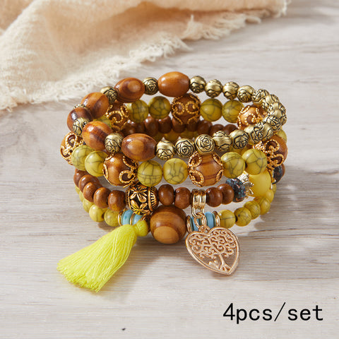 Neues böhmisches Armband, kreatives Quasten-Mehrschicht-Perlenarmband m3331286