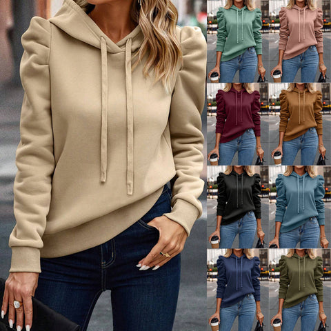 Mode revers mit kapuze einfarbig langarm casual frauen pullover m300987 