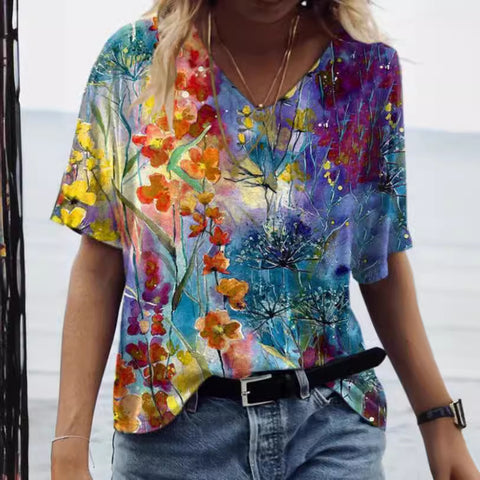 Loose T-shirt women's crew neck top m303073-3