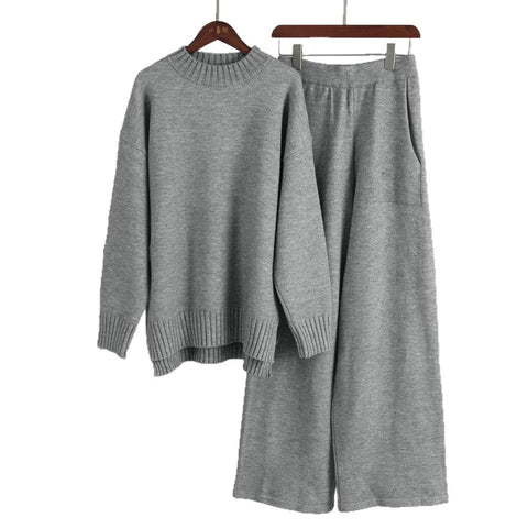 Turtleneck sweater set for women's autumn and winter new loose long-sleeved trousers knitted set for women m301787