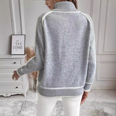 Pullover Langarm-Rollkragenoberteil einfarbig locker lässig vielseitiger Pullover m300605 