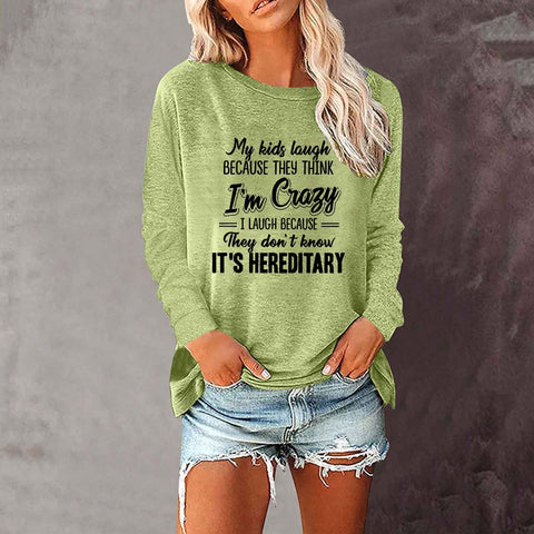 T-shirt ample à manches longues et col rond pour femme, imprimé commerce extérieur, M300920 