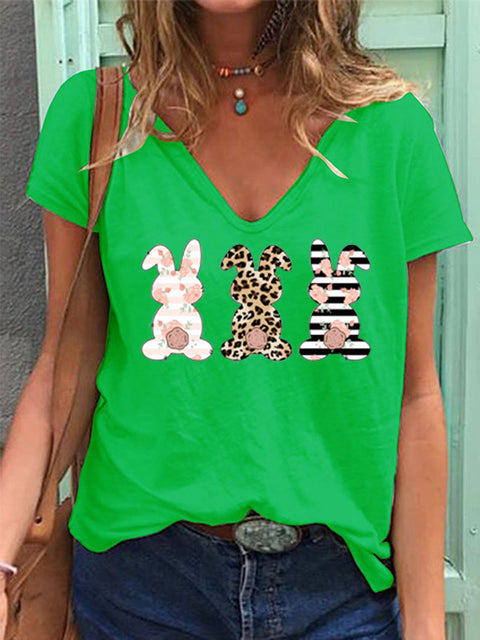 Spring new rabbit pattern printed short-sleeved crew neck T-shirt m302418