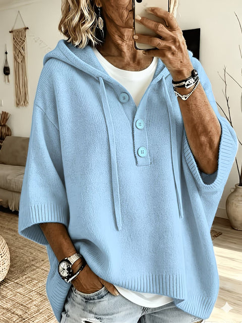 Half-open button lazy wind sweater autumn and winter solid color versatile m303201