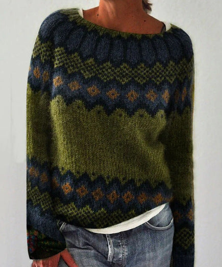 Neuer Pullover mit Rundhalsausschnitt, farblich passender, lockerer, modischer Pullover, Strickpullover m300454 