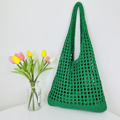 Sac fourre-tout, sac de plage, sac tricoté, sac creux, sac à bandoulière simple, sac tissé, m3331024