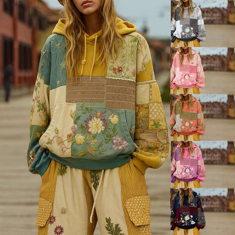 casual hooded long-sleeved pullover, regular digital printing women's sweater FF303127