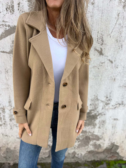 Herbst und Winter neue Damen Wolljacke lässig locker Revers gefälschte Tasche Strickjacke m300613 