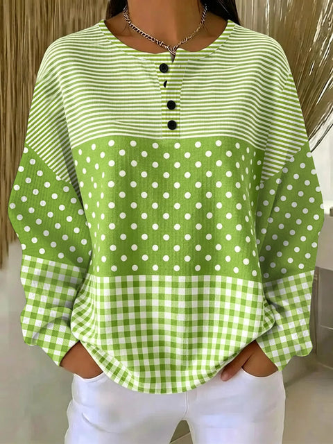 Crew neck 4 buckle spring and autumn fashion pattern 3D printing casual loose women's sweater FF303411 02