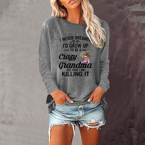 T-shirt ample à manches longues et col rond pour femme, imprimé commerce extérieur, M300920 