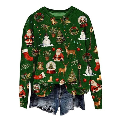 Knitted Women's Christmas Crew Neck Long Sleeve Pullover Women's m302124