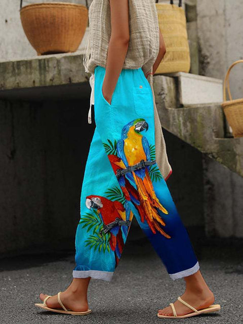 Linglong hemp digital printing trousers m303185