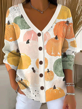 3D Digital Printed Women's Shoulder Cardigan Sweater FF303400