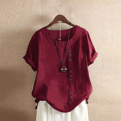 T-shirt ample en coton et lin pour femme, vêtement en coton et lin m300111 
