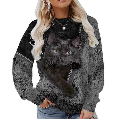Casual Crew Neck Long Sleeve Pullover 3D Digital Printing Women's Sweater FF303429 04