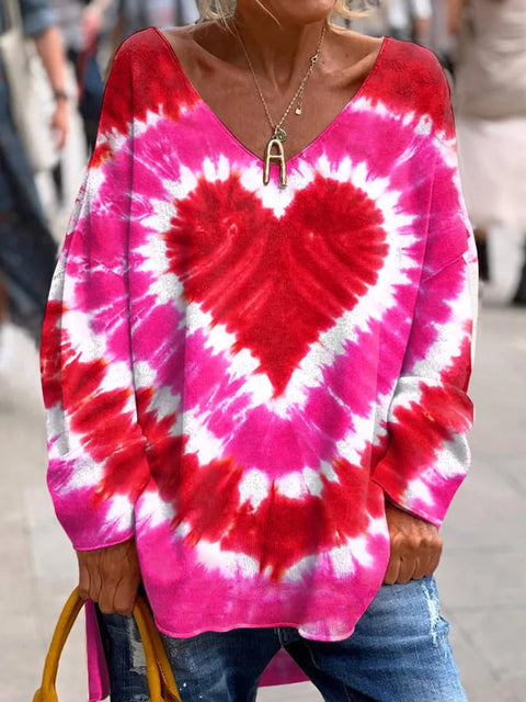 Large size split love dog 3D printing urban casual women's long T-shirt m301662