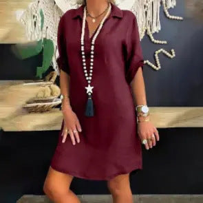 Nordic wind rayon short-sleeved shirt skirt m300062