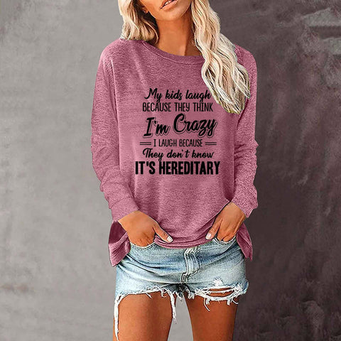 T-shirt ample à manches longues et col rond pour femme, imprimé commerce extérieur, M300920 
