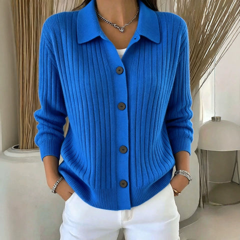 Polo neck sweater jacket women's autumn and winter outer design sense niche lazy knitted cardigan FF303361