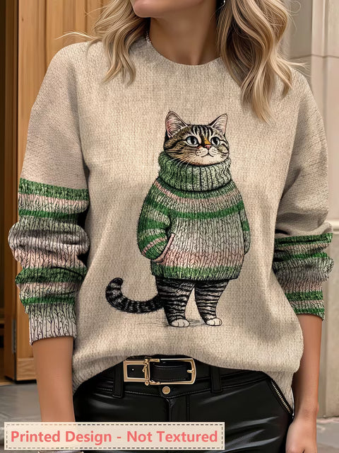 3D digital printing crew neck knitted sweater casual loose pullover FF303424 03