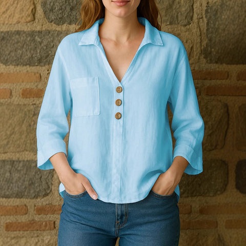 Lapel solid color loose shirt m303107