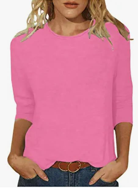 Einfarbiges T-Shirt mit Rundhalsausschnitt und Aufdruck m300770 