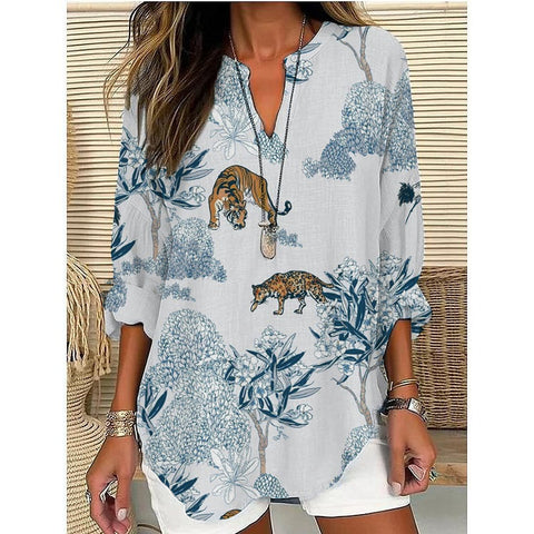 Pull ample à col rond et imprimé pour femme, grande taille, décontracté, T m301359 