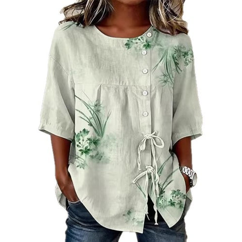 Women's long-sleeved shirt print top m302759