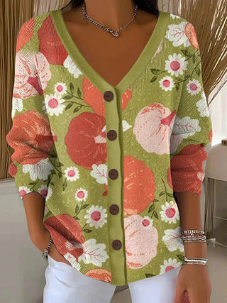 3D Digital Printed Women's Shoulder Cardigan Sweater FF303400