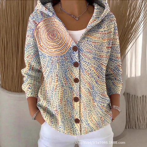 New black button hooded cardigan women's pure leisure fashion sweater jacket women's Christmas m302115