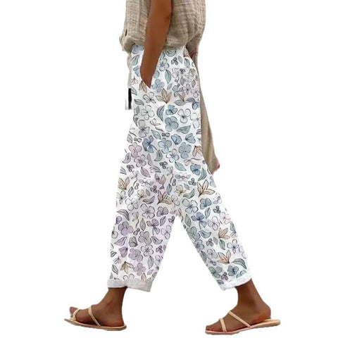 Pantalon décontracté à taille élastique et poches pour femme, coupe droite, m301372 