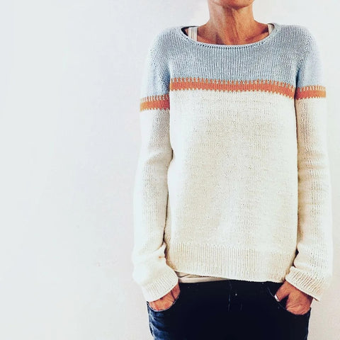 Rundhalsausschnitt, farblich passender, lockerer, modischer Pullover, Strickpullover m300496 