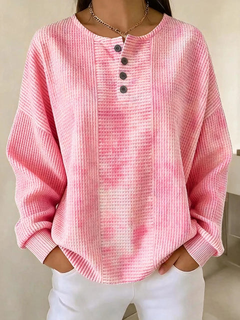 Delicate plaid fashion print women's button sweater FF303387