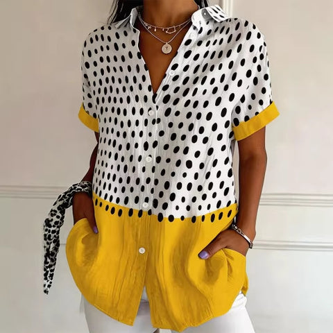 Short Sleeve Top Button Shirt Women's Shirt Women's Shirt m302368