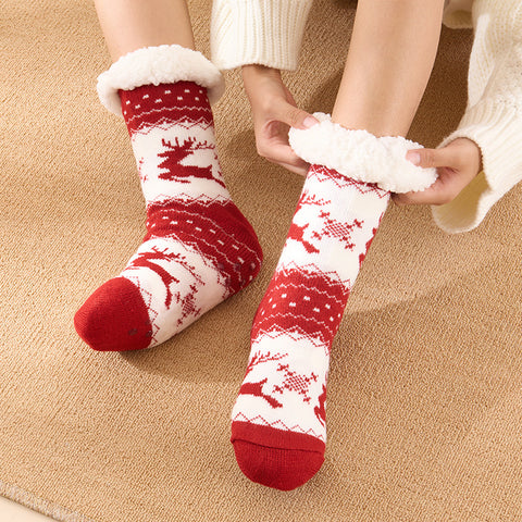 Christmas stockings children floor socks adult winter fleece snow socks FF3332043